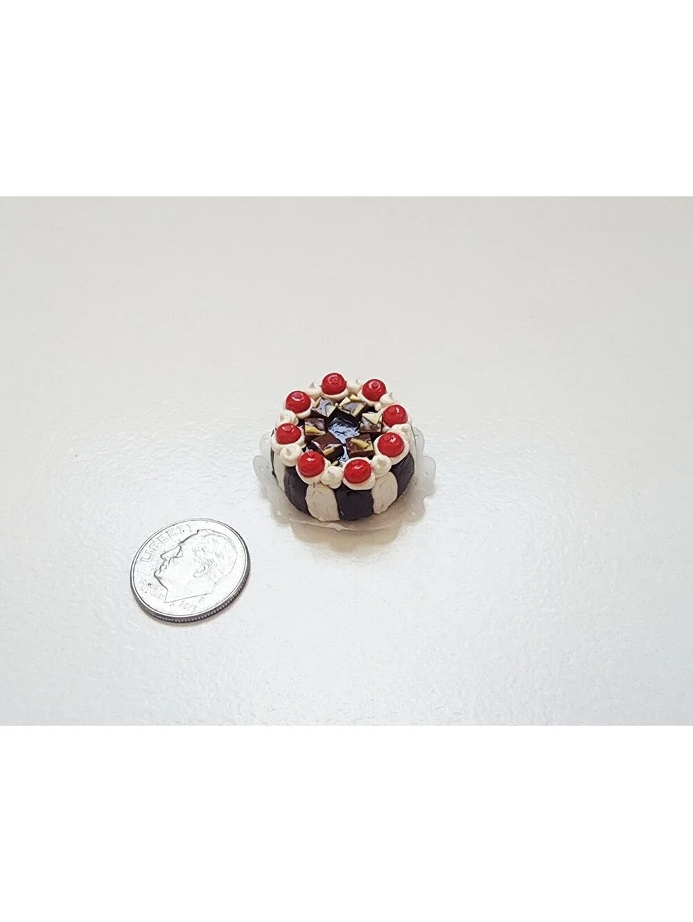 Miniature Dollhouse Chocolate Vanilla Cherry Cake